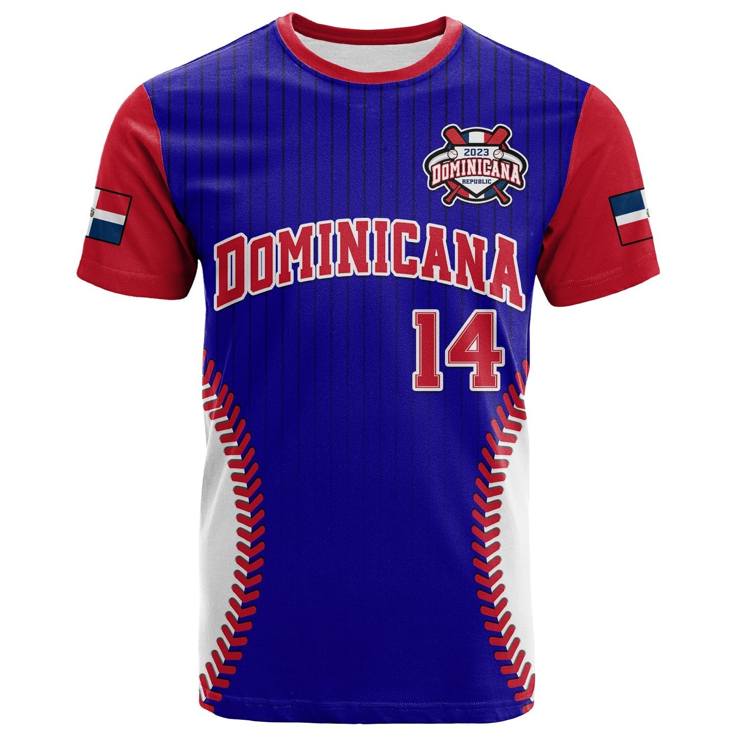 Custom Dominican Republic Baseball T-Shirt Version Blue Graphic Tee