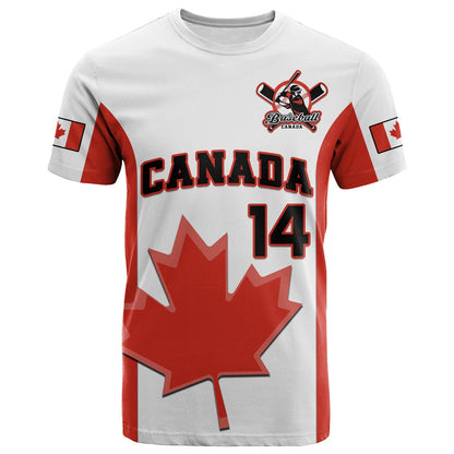 Custom Canada Baseball T-Shirt Canadian Maple Leaf Sporty Graphic Tee