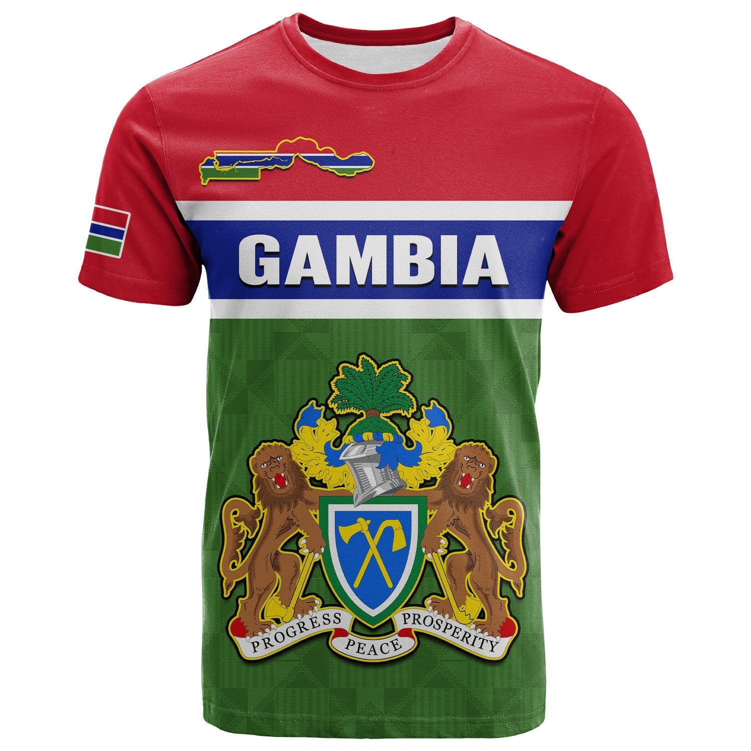 Gambia T-Shirt Happy 58th Independence Anniversary Flag Style Graphic Tee