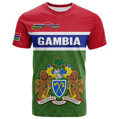 Gambia T-Shirt Happy 58th Independence Anniversary Flag Style Graphic Tee