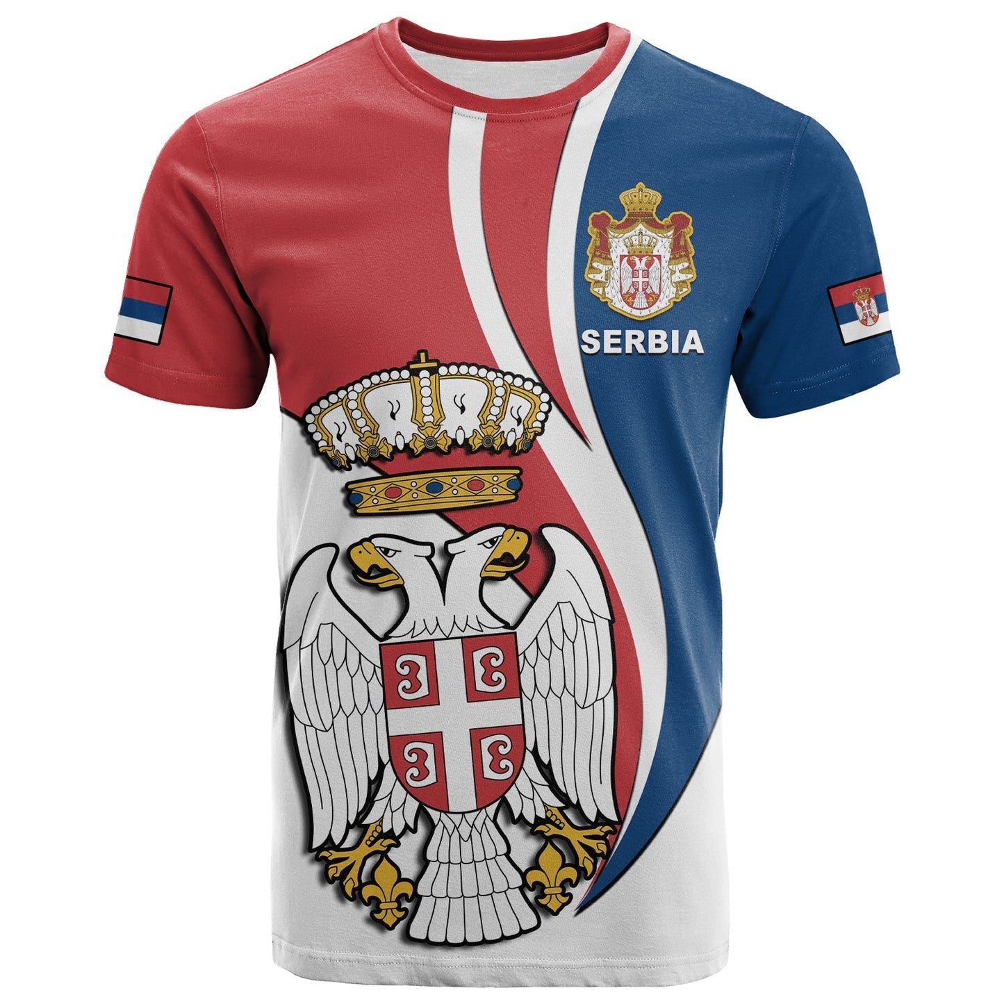 Custom Serbia T-Shirt Happy Serbian Statehood Day With Coat Of Arms Graphic Tee
