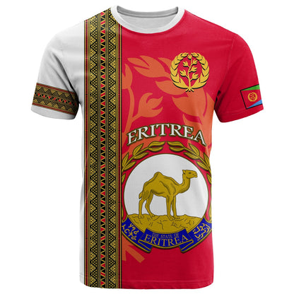 Custom Eritrea T-Shirt African Pattern Happy Independence Day Version White Graphic Tee