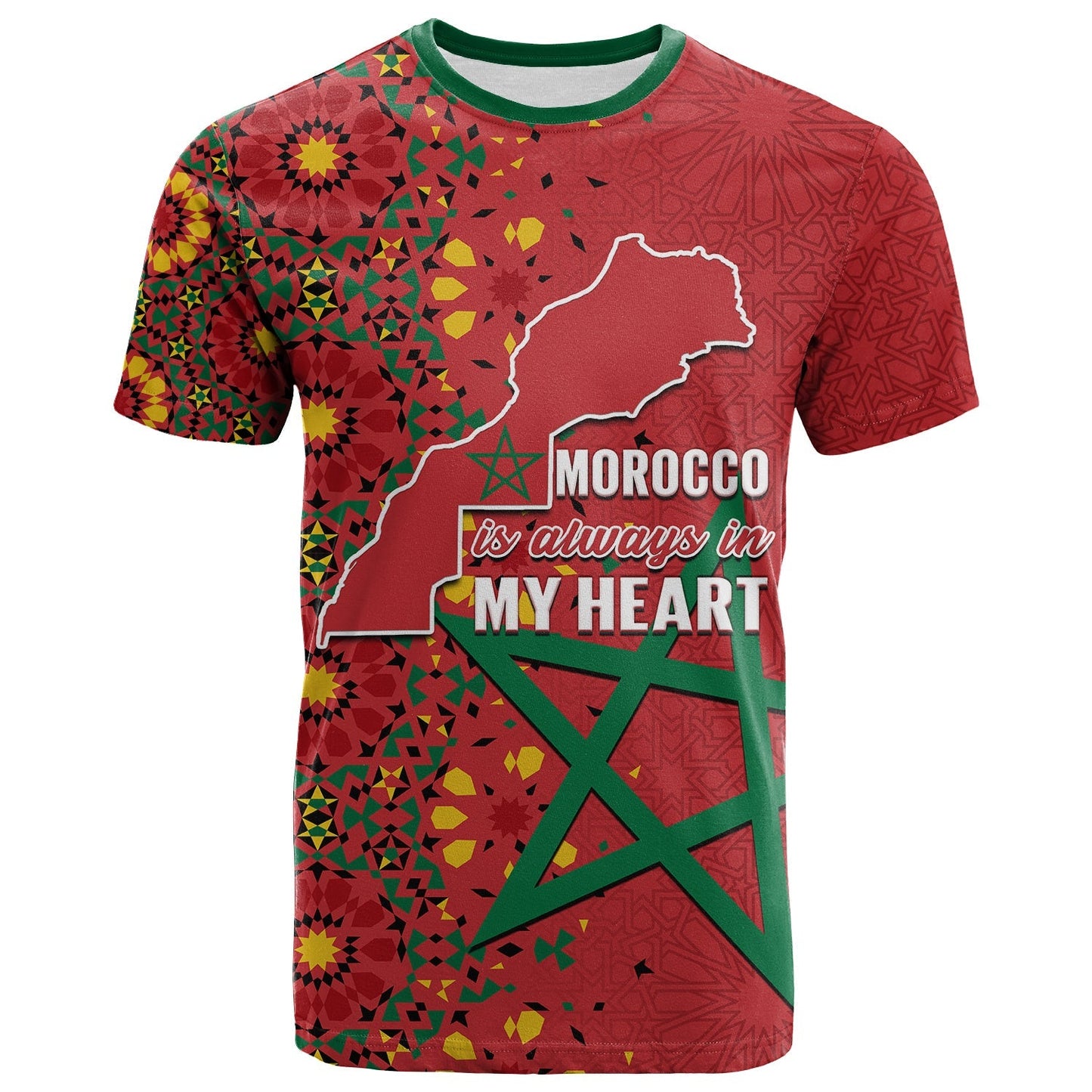 Morocco Western Sahara T-Shirt Map Red Moroccan Is Always In My Heart Graphic Tee