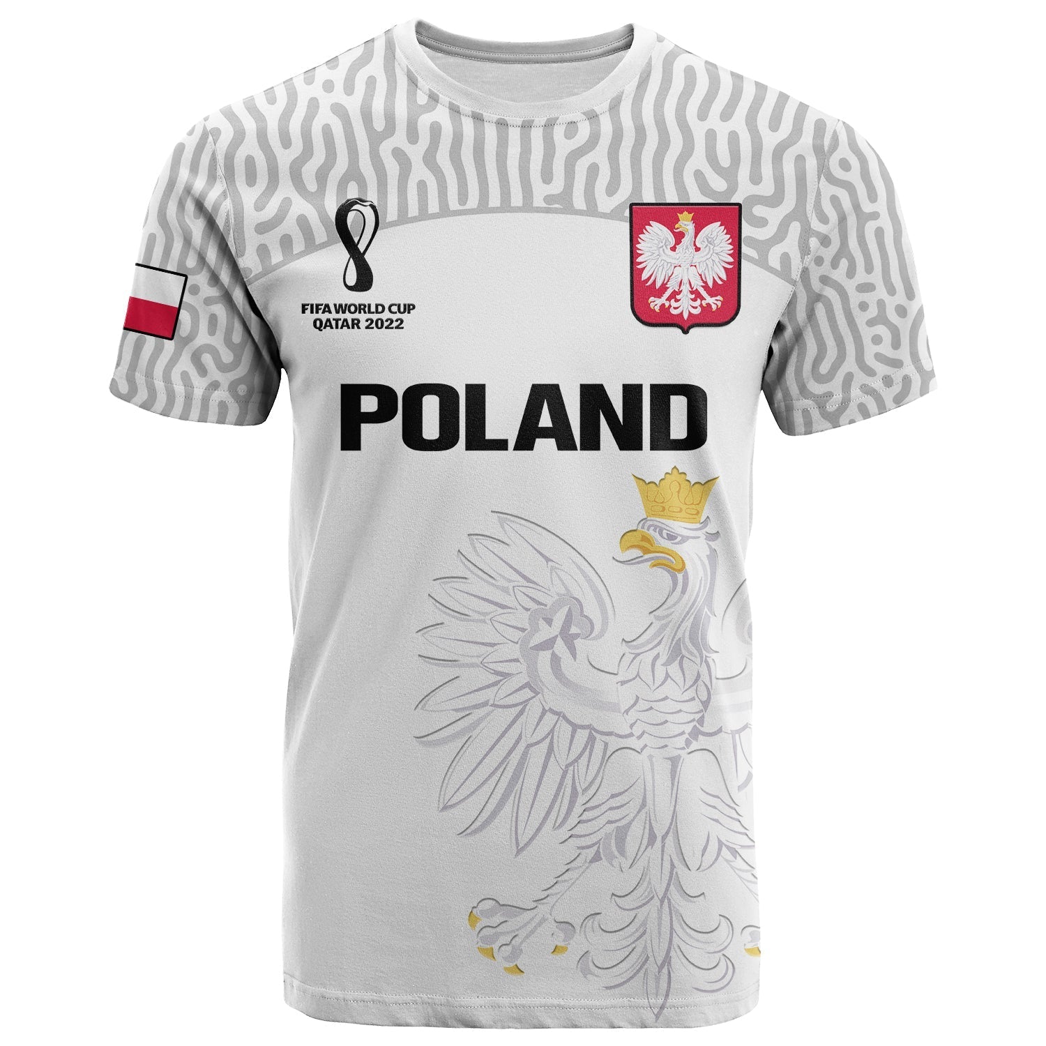 Custom Poland Football T-Shirt Polska World Cup 2022 White Graphic Tee