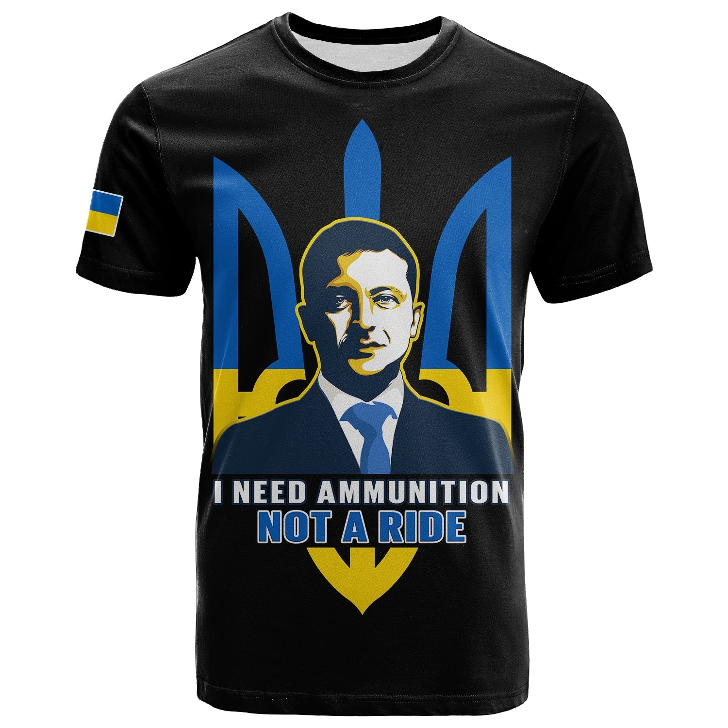 Custom Ukraine T-Shirt Ukraine Gold Trident Slava Ukraini Black Graphic Tee