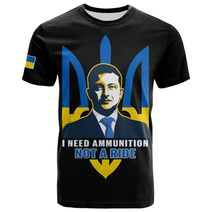 Custom Ukraine T-Shirt Ukraine Gold Trident Slava Ukraini Black Graphic Tee