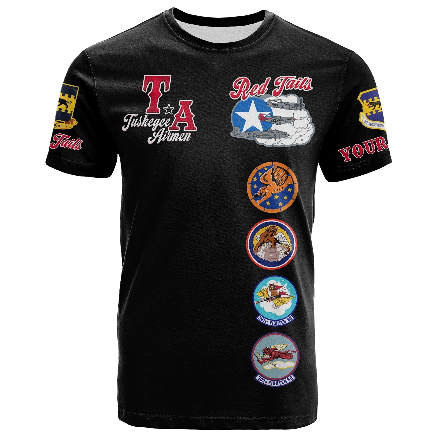 Custom Tuskegee Airmen T-Shirt Red Tail Angels American Heros Graphic Tee