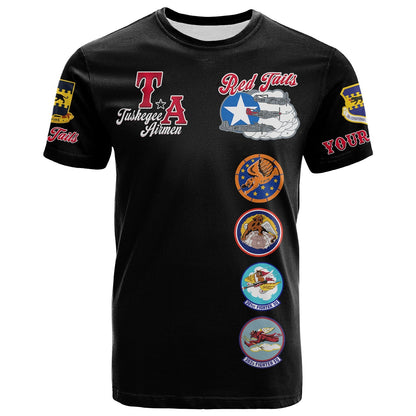 Custom Tuskegee Airmen T-Shirt Red Tail Angels American Heros Graphic Tee