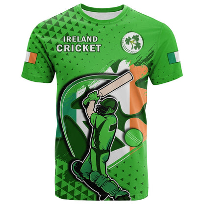 Ireland Cricket T-Shirt Irish Flag Shamrock Sporty Style Graphic Tee