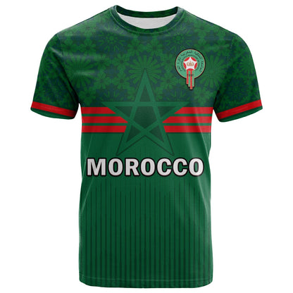 Morocco Football T-Shirt World Cup 2022 Green Moroccan Pattern Graphic Tee