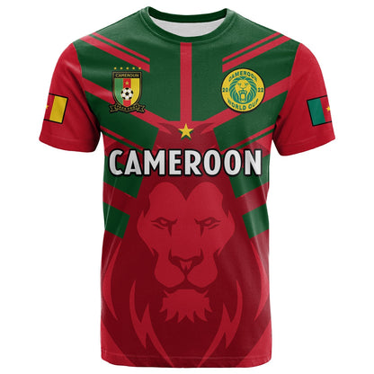 Cameroon Football T-Shirt Les Lions Indomptables Red World Cup 2022 Graphic Tee