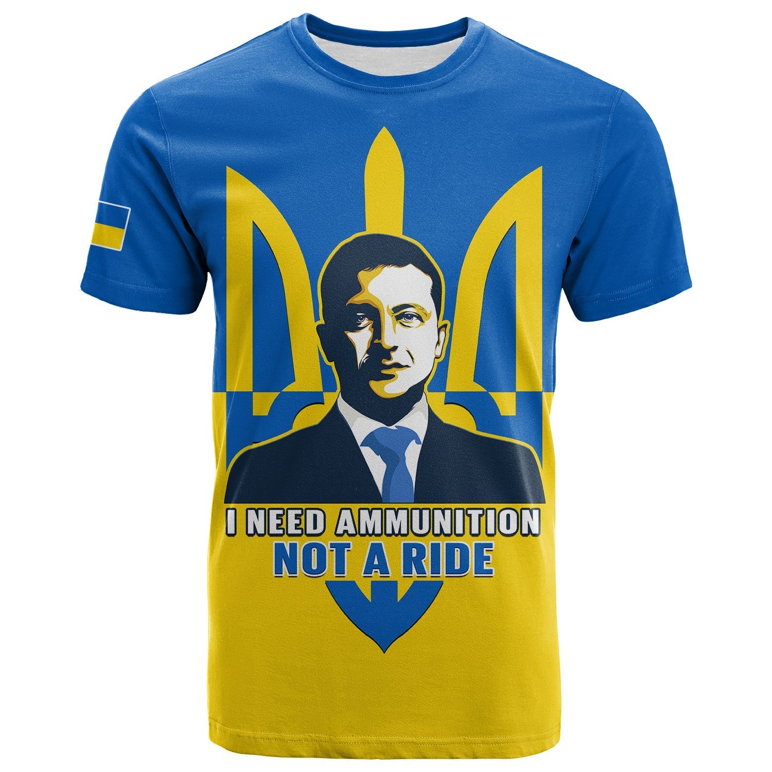 Custom Ukraine T-Shirt Ukraine Gold Trident Slava Ukraini Blue Graphic Tee