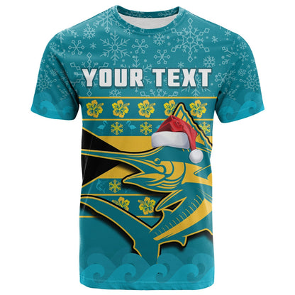 Custom Bahamas T-Shirt Bahamian Blue Marlin Merry Christmas Graphic Tee