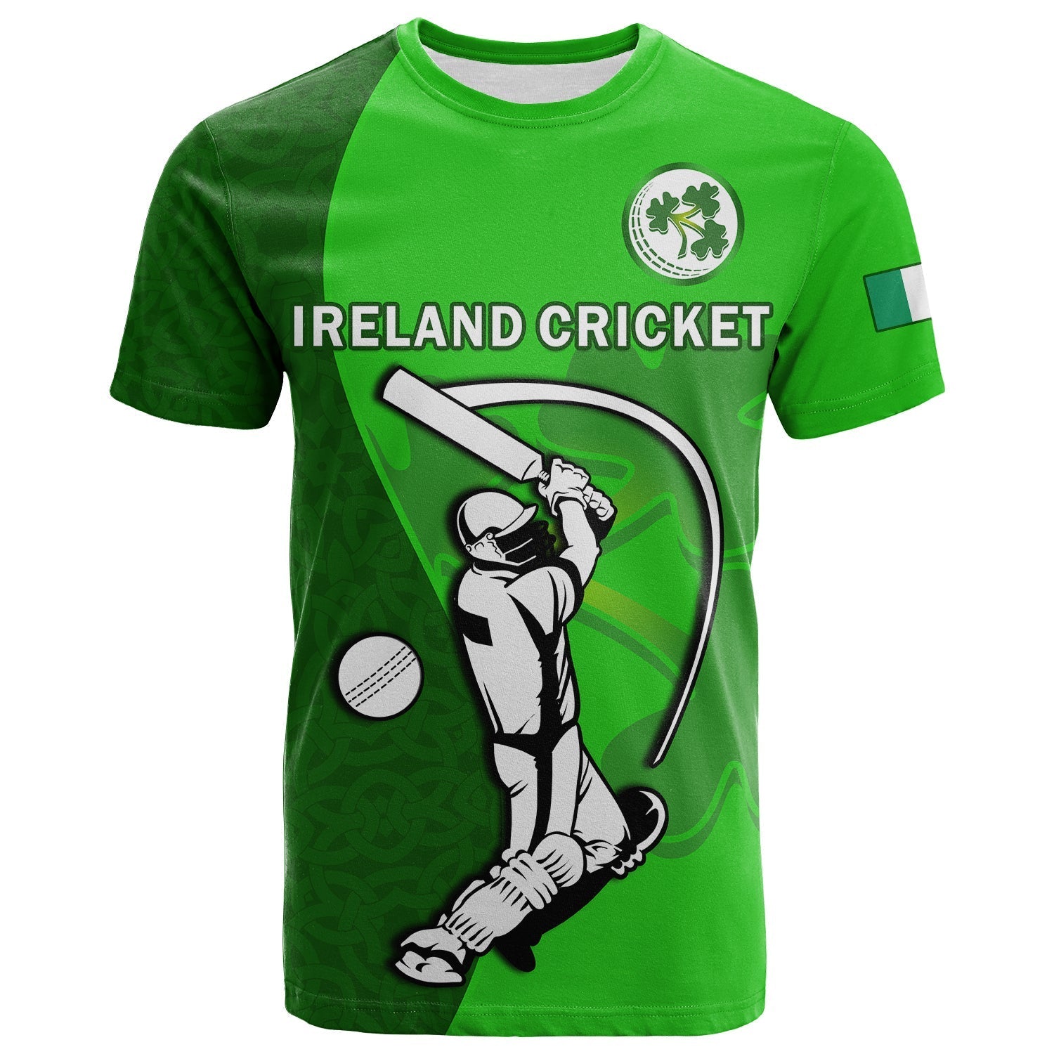 Custom Ireland Cricket T-Shirt Irish Flag Celtic Cross Sporty Style Graphic Tee