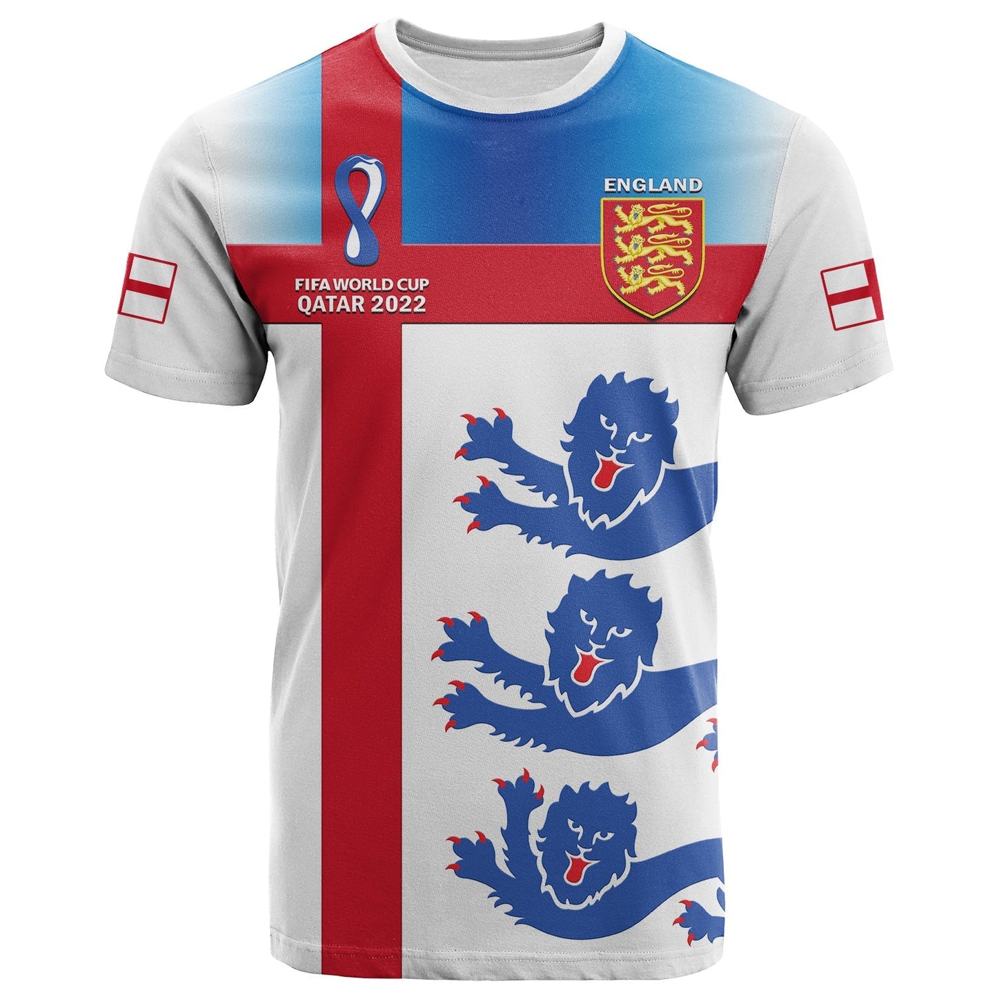 England Football T-Shirt Three Lions Champions World Cup 2022 Graphic Tee