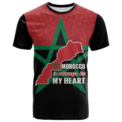 Morocco Western Sahara T-Shirt Map Black Moroccan Is Always In My Heart Graphic Tee