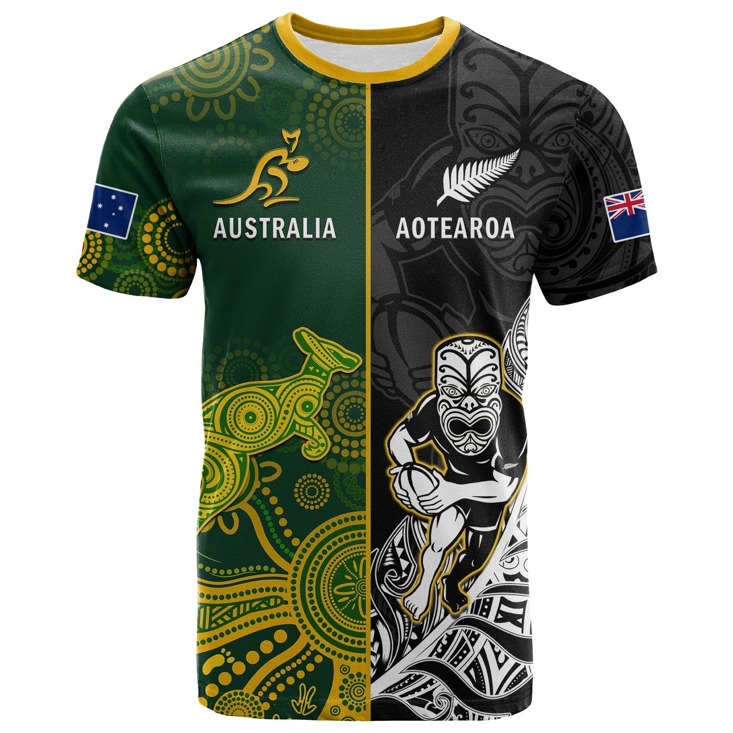 Custom Australia Rugby Mix Aotearoa Rugby T-Shirt Wallabies All Black Special Version Graphic Tee