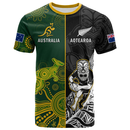 Custom Australia Rugby Mix Aotearoa Rugby T-Shirt Wallabies All Black Special Version Graphic Tee