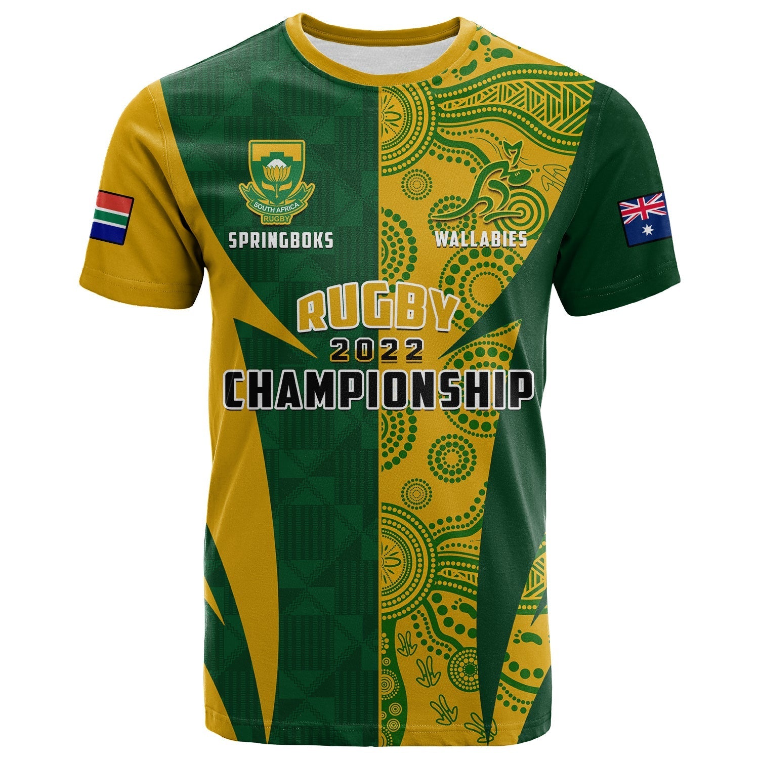 Australia Rugby and South Africa Rugby T-Shirt Wallabies Mix Springboks Sporty Graphic Tee
