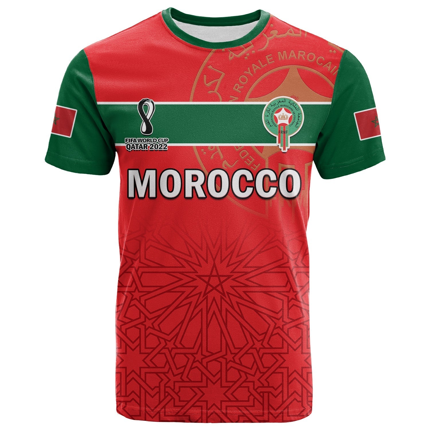 Custom Morocco Football T-Shirt Atlas Lions Red World Cup 2022 Graphic Tee