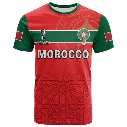 Custom Morocco Football T-Shirt Atlas Lions Red World Cup 2022 Graphic Tee
