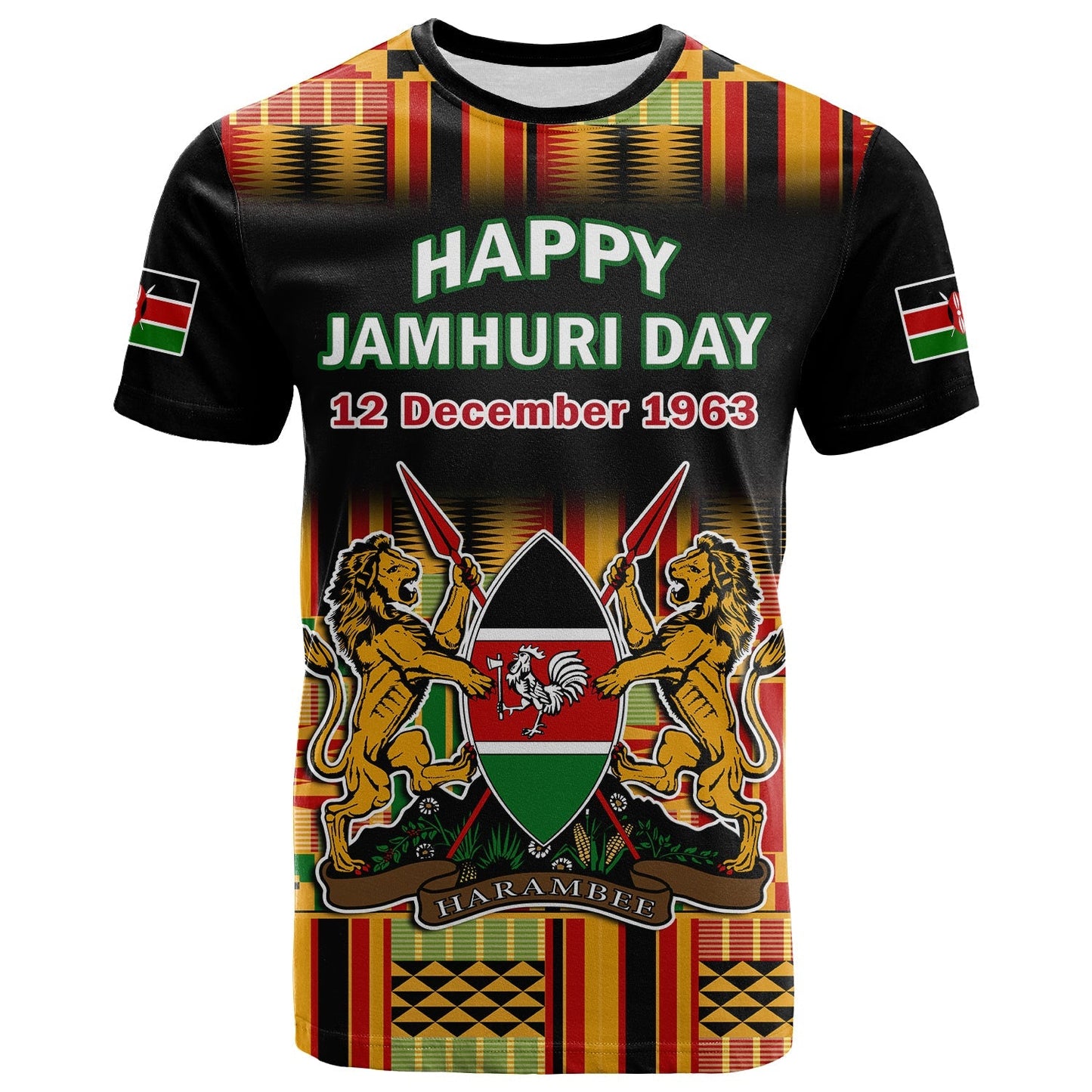 Kenya T-Shirt Happy Jamhuri Day Kenyan Pattern Graphic Tee
