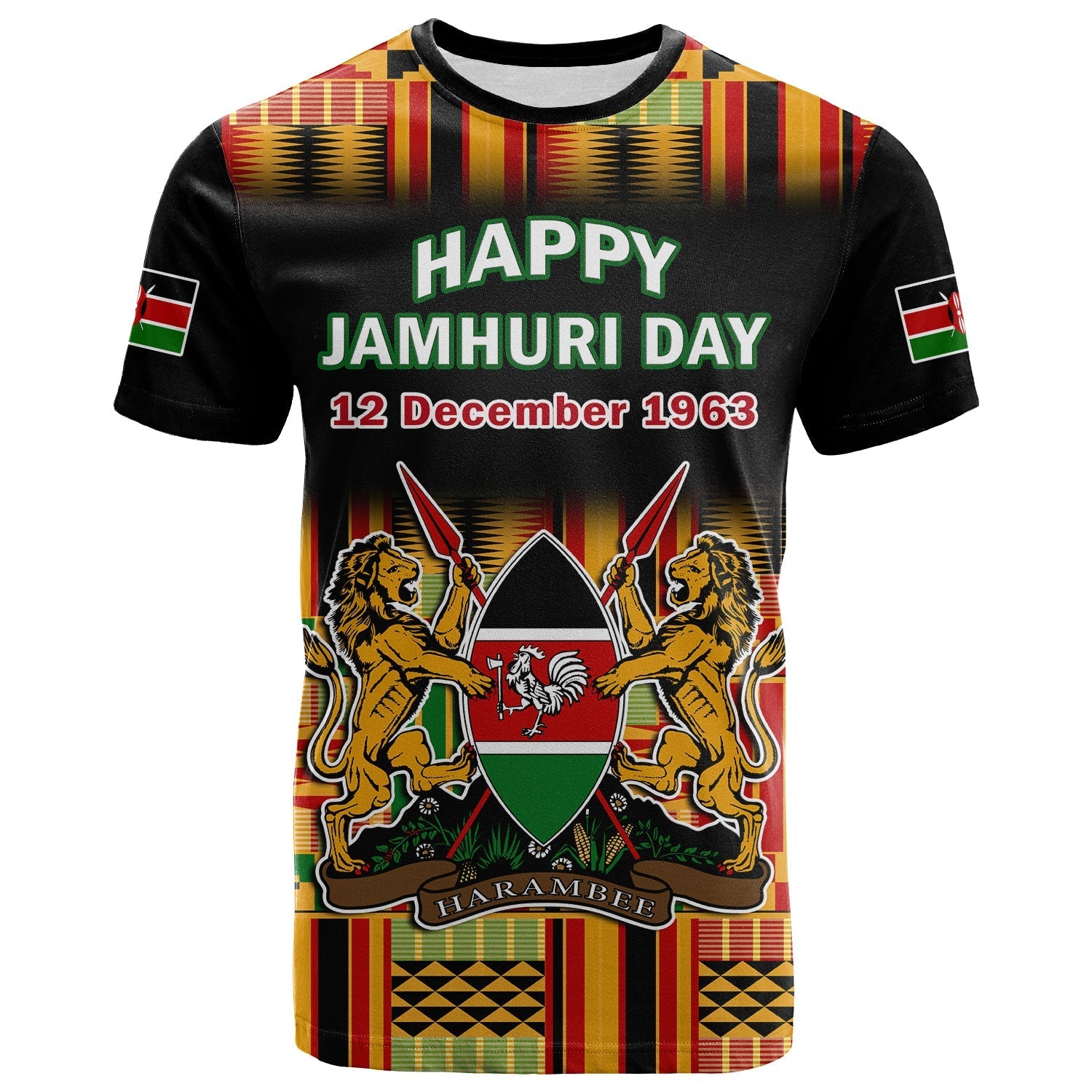 Kenya T-Shirt Happy Jamhuri Day Kenyan Pattern Graphic Tee