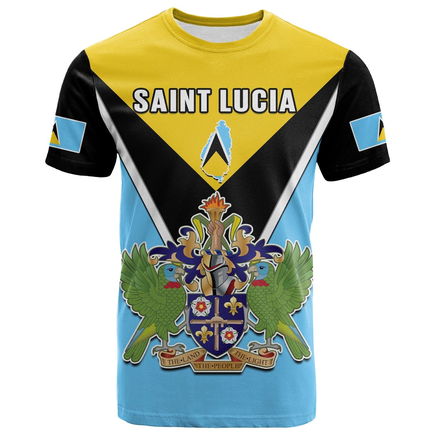 Custom Saint Lucia T-Shirt Happy 44 Years Of Independence Graphic Tee