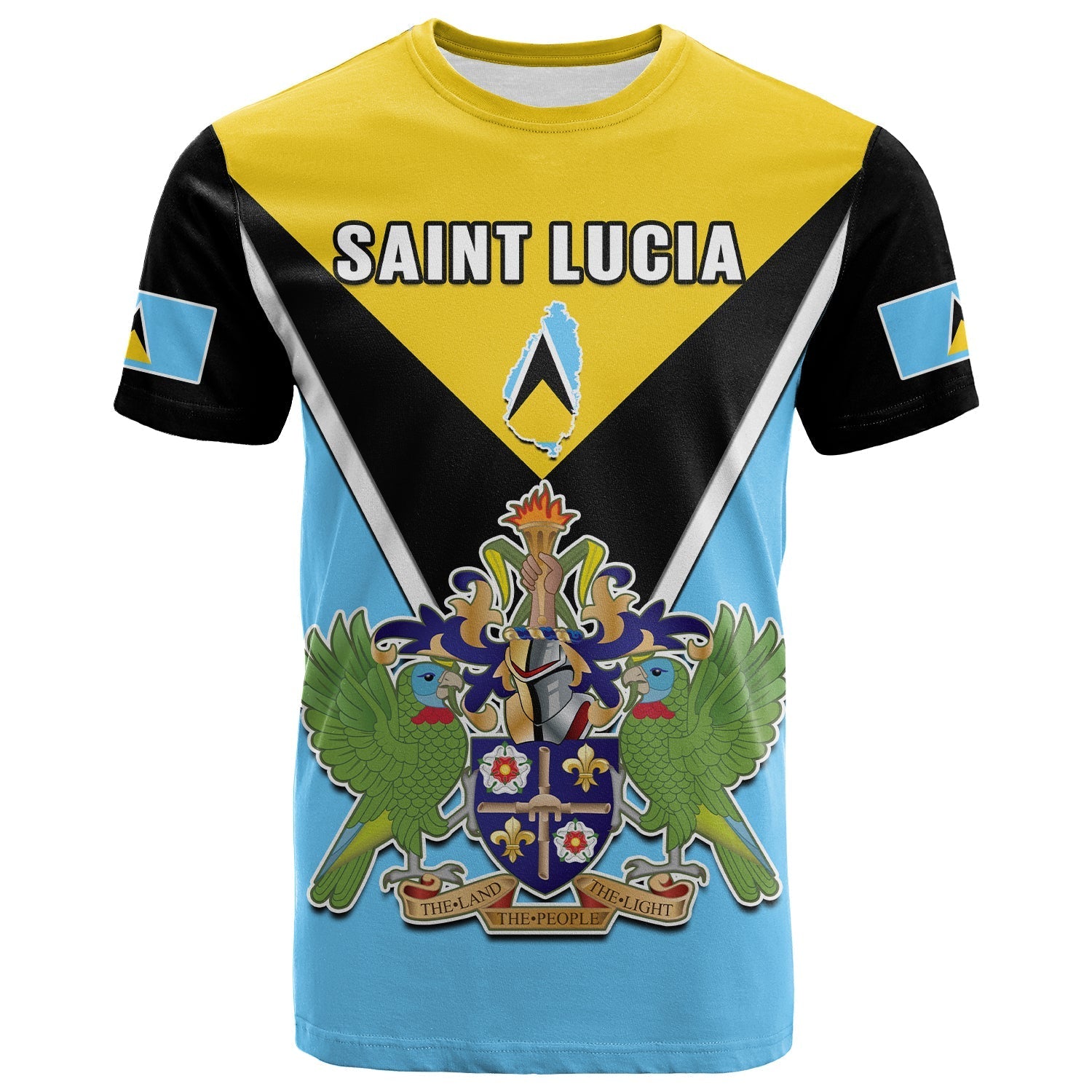 Custom Saint Lucia T-Shirt Happy 44 Years Of Independence Graphic Tee