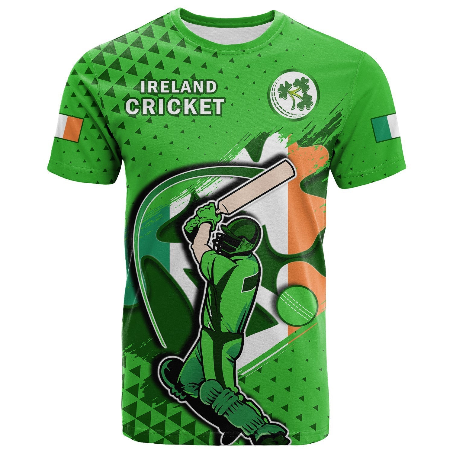 Custom Ireland Cricket T-Shirt Irish Flag Shamrock Sporty Style Graphic Tee