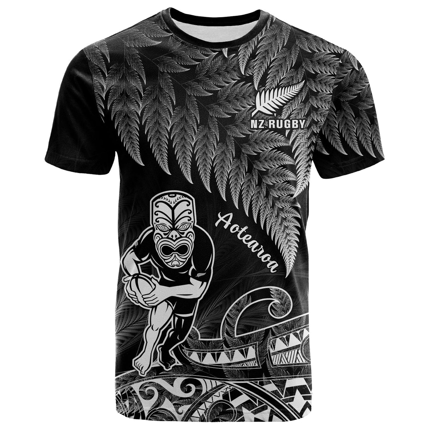 Custom New Zealand Silver Fern Rugby T-Shirt All Black Koru Maori Graphic Tee