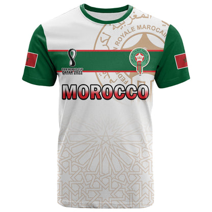 Custom Morocco Football T-Shirt Atlas Lions White World Cup 2022 Graphic Tee