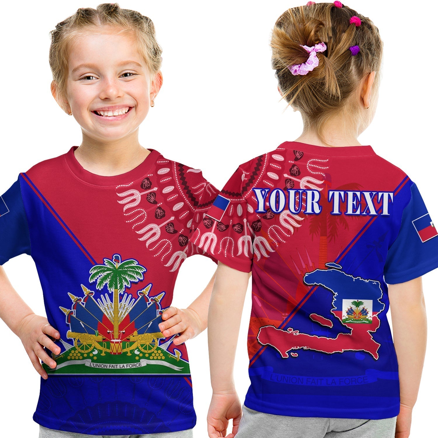 Custom Haiti T-Shirt Haiti Flag Dashiki Simple Style Graphic Tee