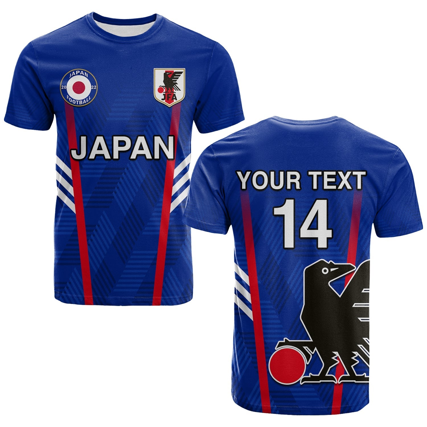 Custom Japan Football T-Shirt Samurai Blue World Cup 2022 Graphic Tee