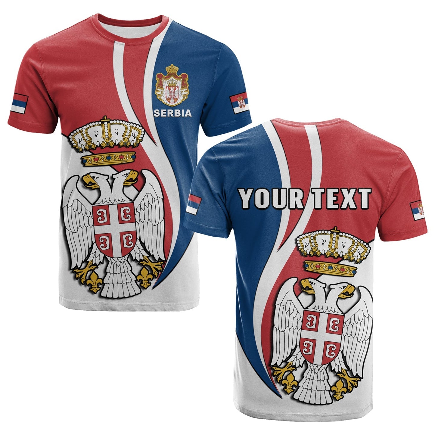 Custom Serbia T-Shirt Happy Serbian Statehood Day With Coat Of Arms Graphic Tee