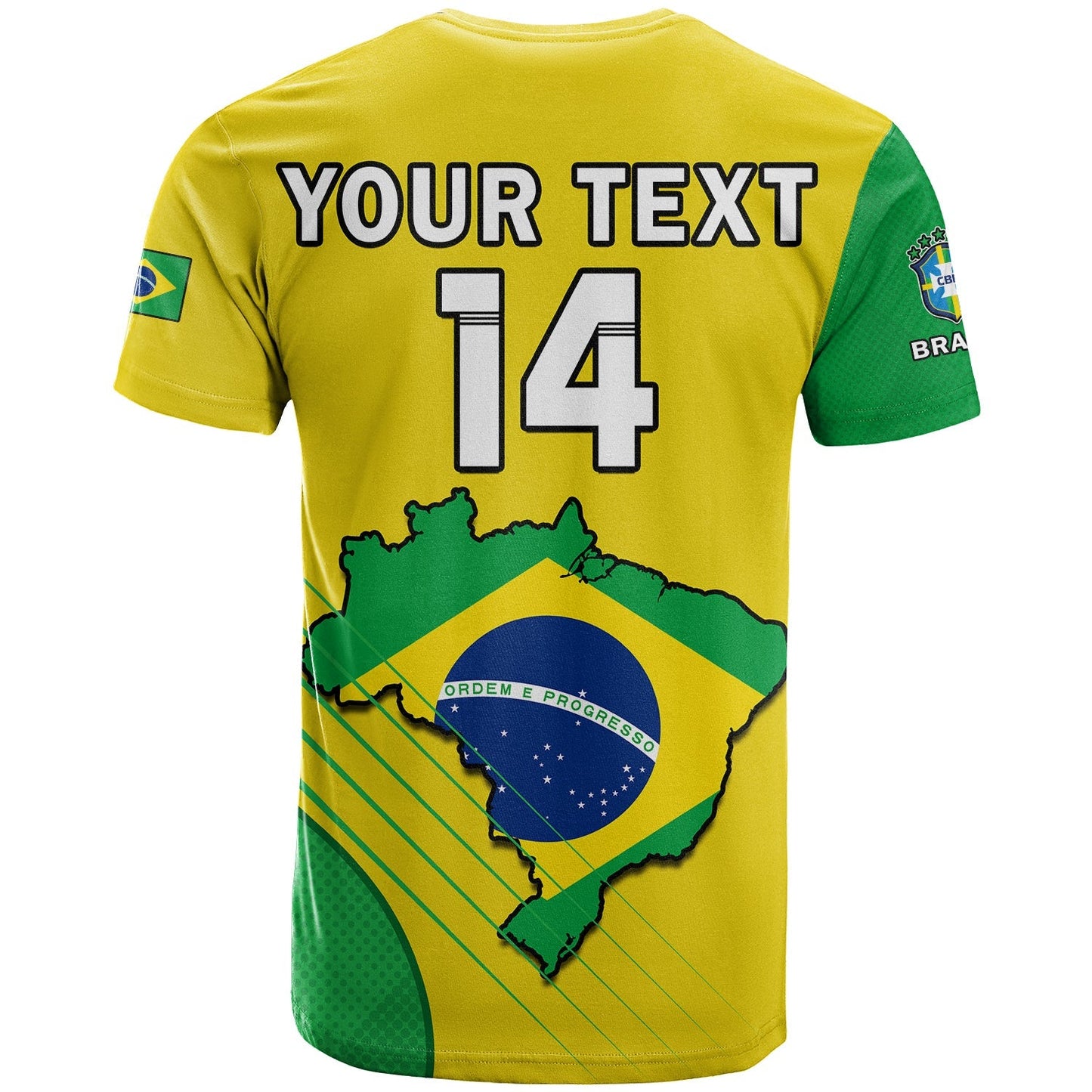 Custom Brazil Football T-Shirt Brasil Map Come On Canarinho Sporty Style Graphic Tee