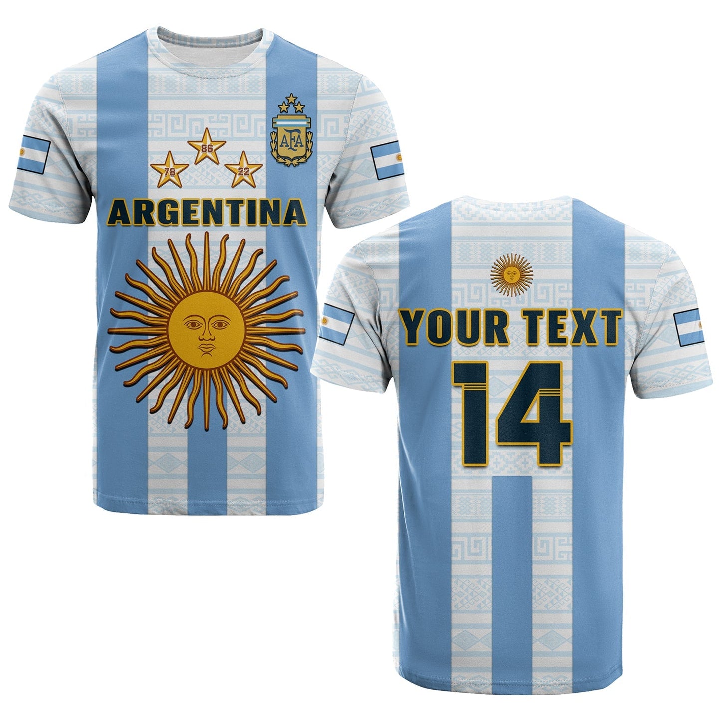 Custom Argentina Football T-Shirt World Cup La Albiceleste 3rd Champions Proud Graphic Tee