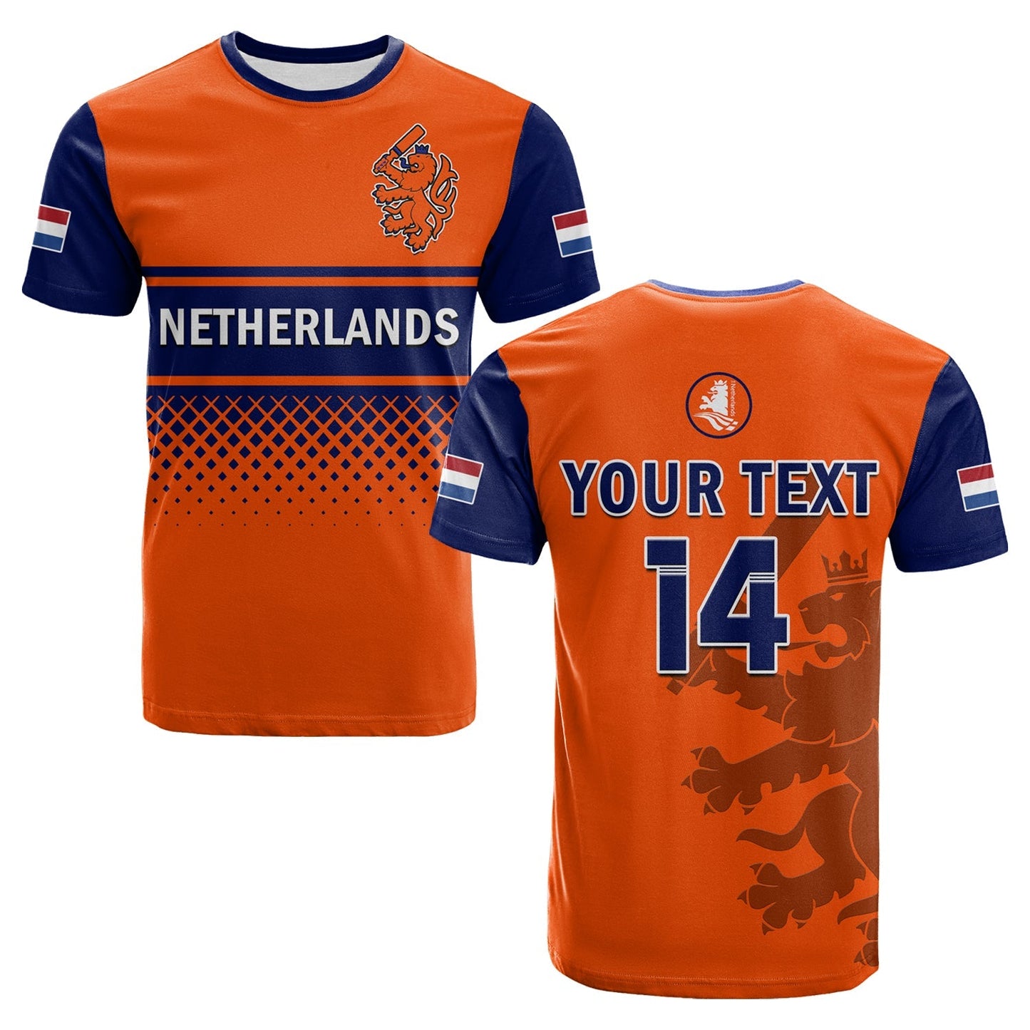 Custom Netherlands Cricket T-Shirt ODI Simple Orange Style Graphic Tee