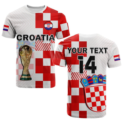 Custom Croatia Football T-Shirt Hrvatska Checkerboard Champions WC 2022 Graphic Tee