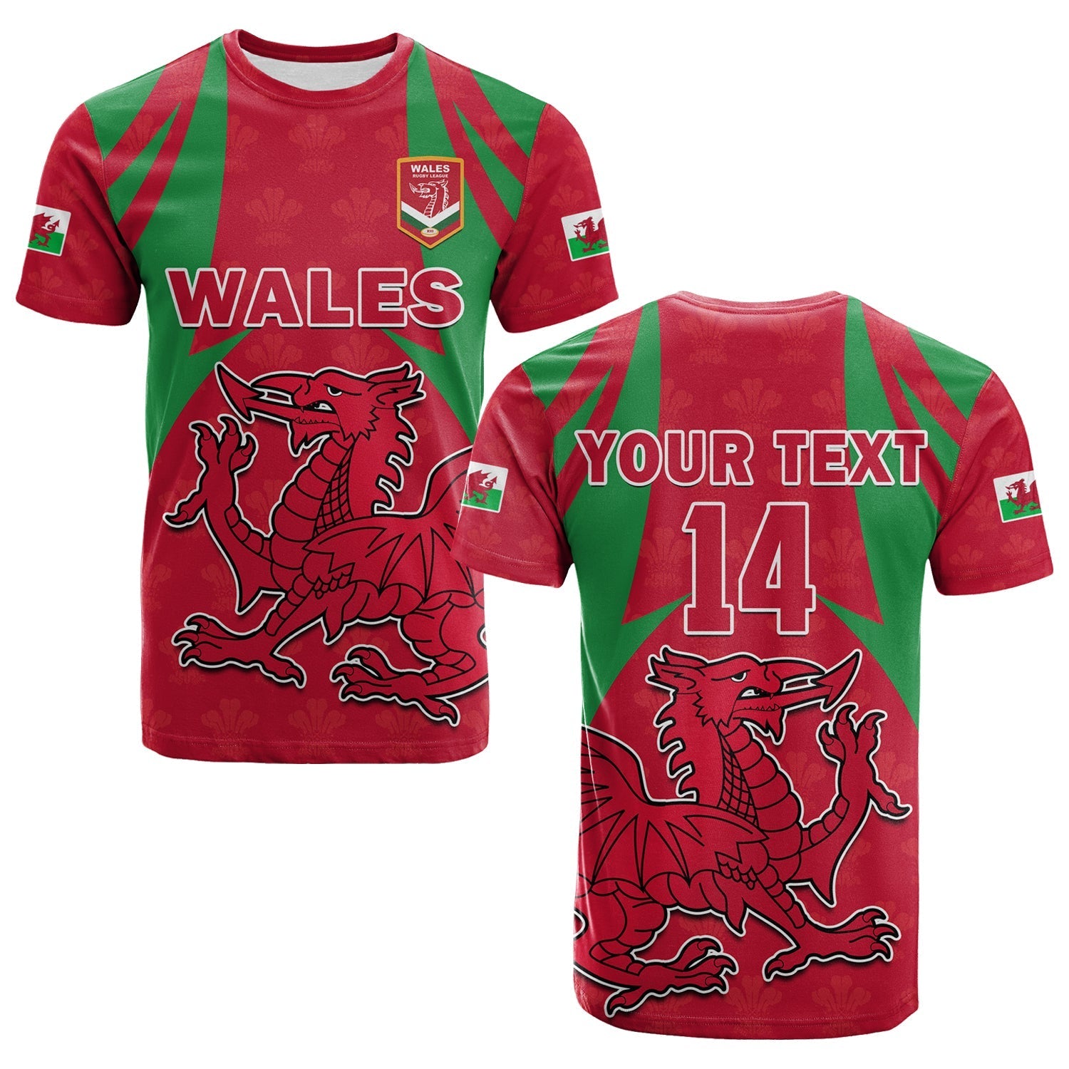 Custom Wales Rugby T-Shirt The Dragons National Team Come On Cymru Graphic Tee