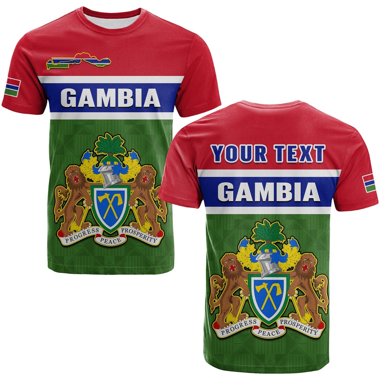 Custom Gambia T-Shirt Happy 58th Independence Anniversary Flag Style Graphic Tee