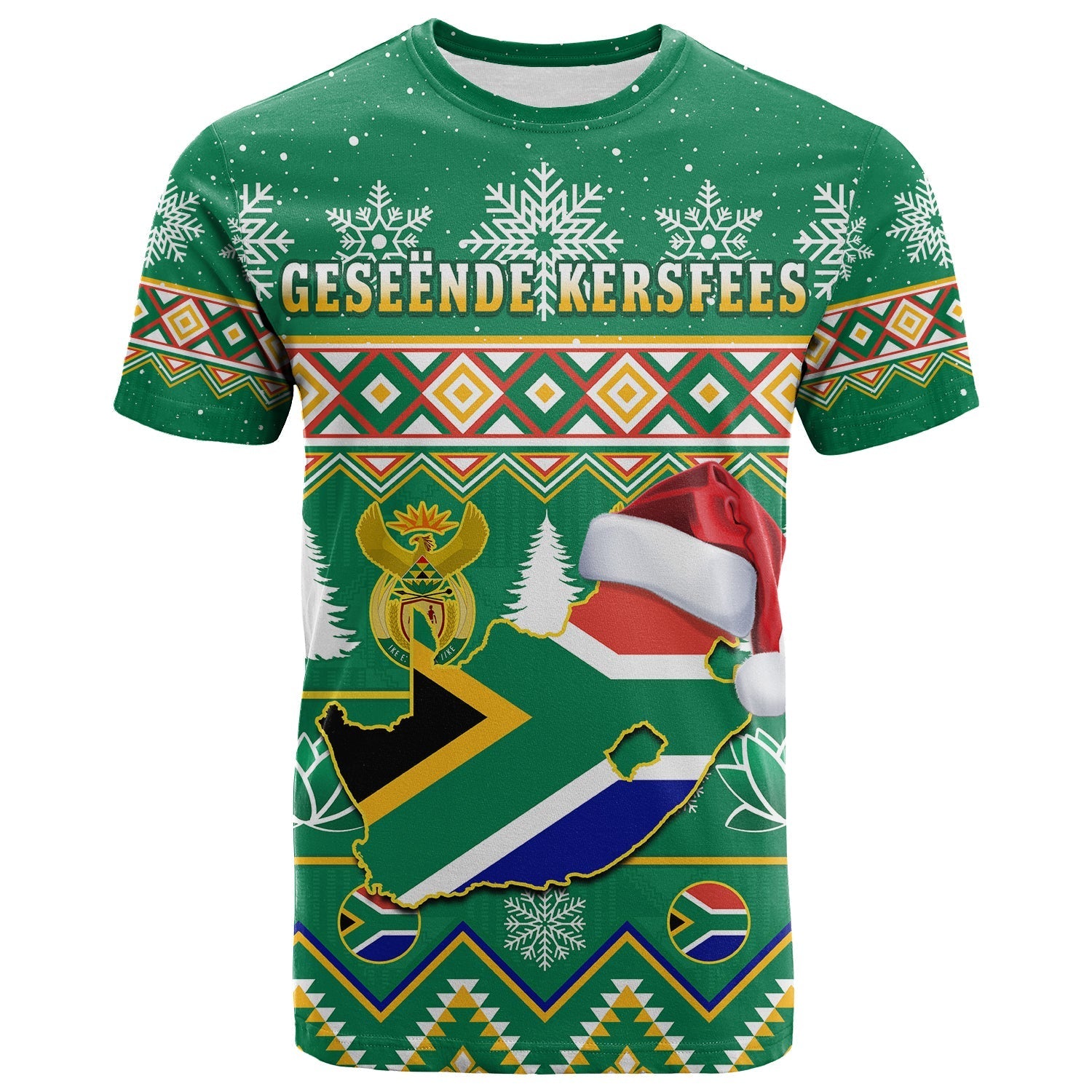 South Africa Christmas T-Shirt King Protea Geseende Kersfees Graphic Tee