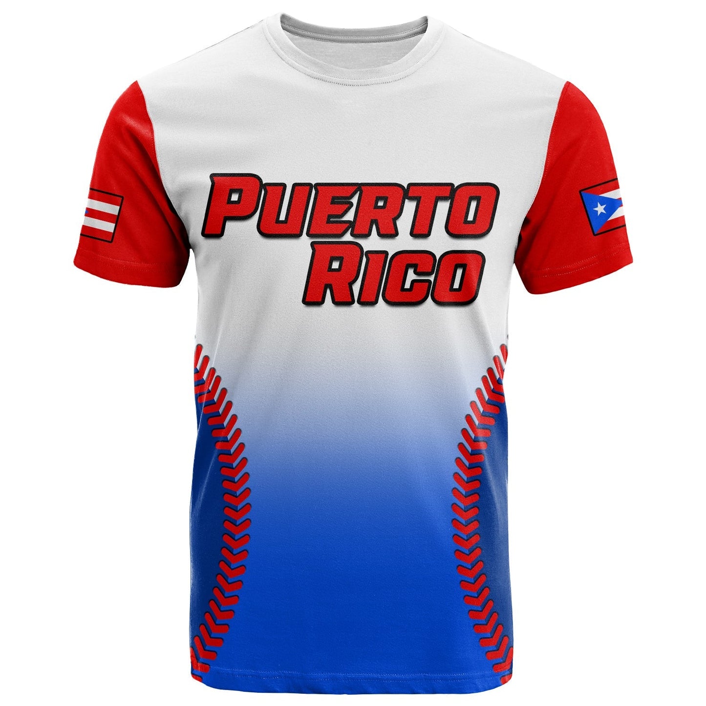 Custom Puerto Rico T-Shirt Baseball Sporty Version Graphic Tee
