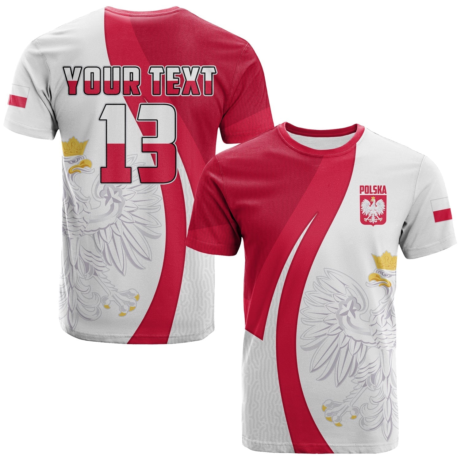 Custom Poland Football T-Shirt Come On Biao Czerwoni Soccer Polski Champions World Cup Graphic Tee