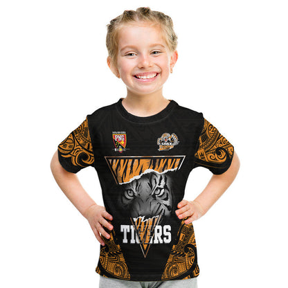 Custom Papua New Guinea Lae Snax Tigers T-Shirt Polynesian Tiger Face Graphic Tee