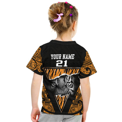 Custom Papua New Guinea Lae Snax Tigers T-Shirt Polynesian Tiger Face Graphic Tee