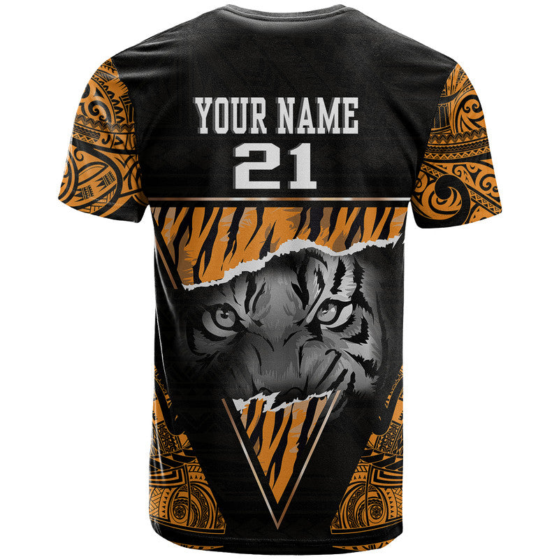 Custom Papua New Guinea Lae Snax Tigers T-Shirt Polynesian Tiger Face Graphic Tee