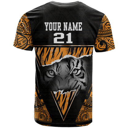 Custom Papua New Guinea Lae Snax Tigers T-Shirt Polynesian Tiger Face Graphic Tee