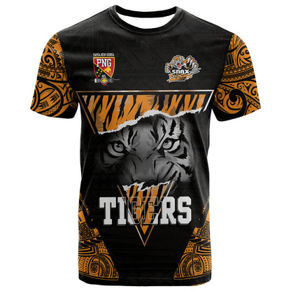 Papua New Guinea Lae Snax Tigers T-Shirt Polynesian Tiger Face Graphic Tee