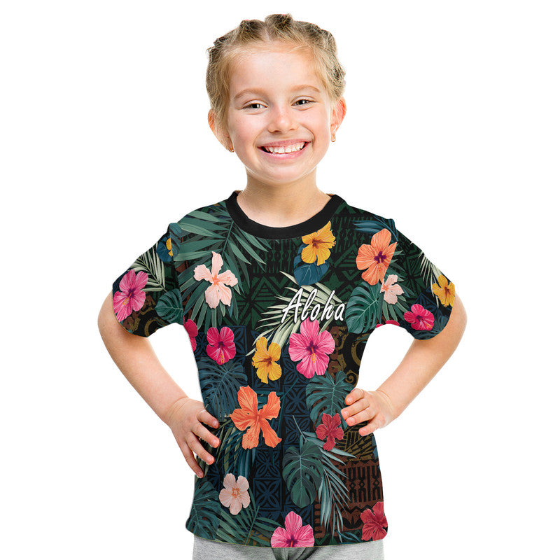 Custom Hawaii T-Shirt Tribal Elements And Hibiscus Version Graphic Tee